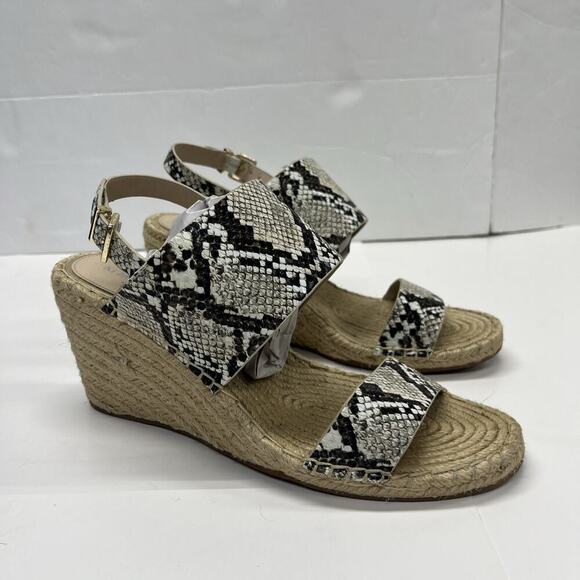 Kenneth Cole Wedge Snakeskin Espadrille Sandals Women's 9.5M Open Toe Slingback - Picture 1 of 15